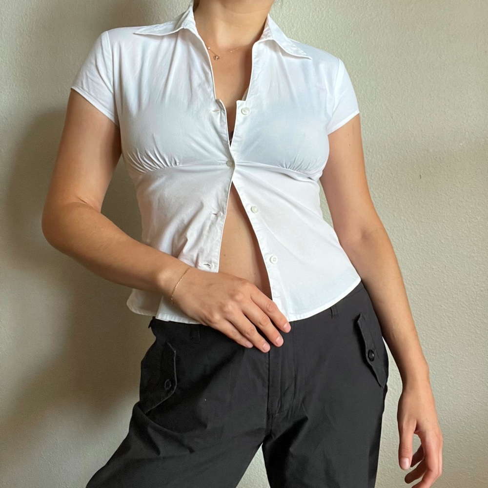 SOLD 00s bill blass white button up blouse